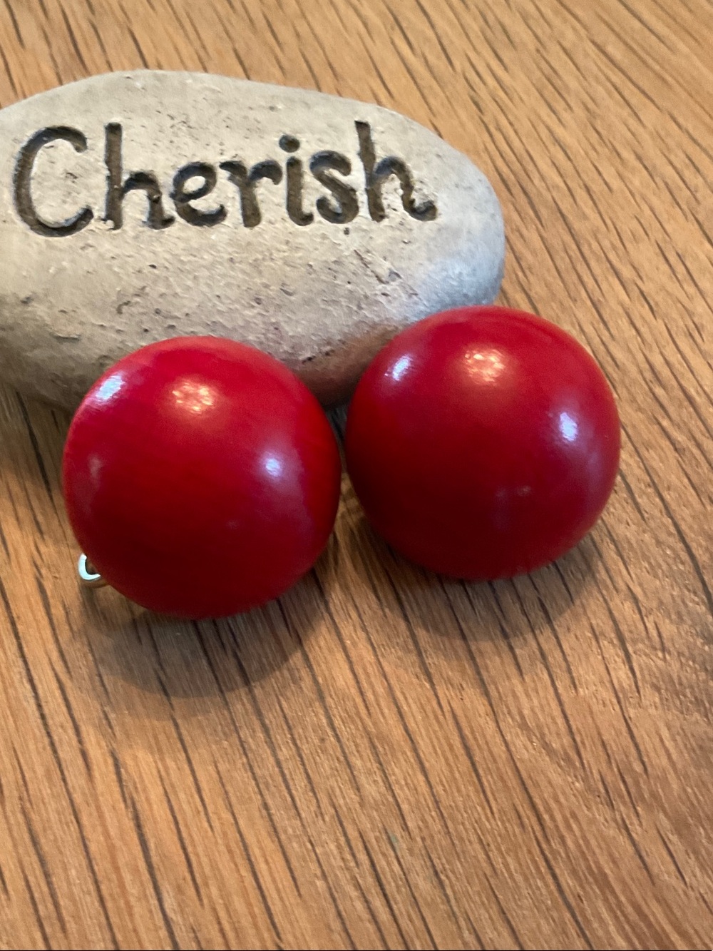 Vogue Jewelry Vintage Lucite Red Round Button Clip-On Earrings